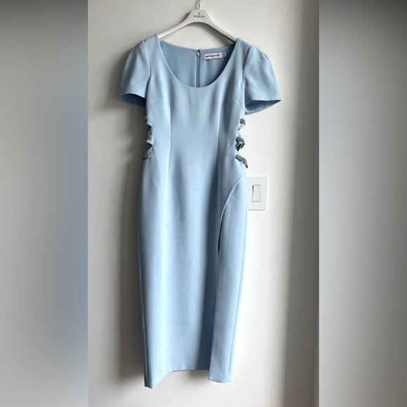 Self Portrait BLUE CREPE SPLIT MIDI DRESS - Picture 3 of 4